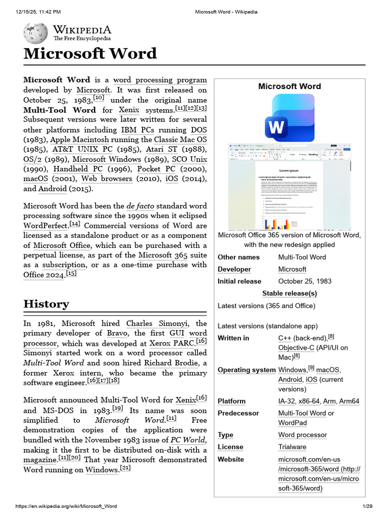 Microsoft Word Overview and History | PDF | Microsoft Word | Computing