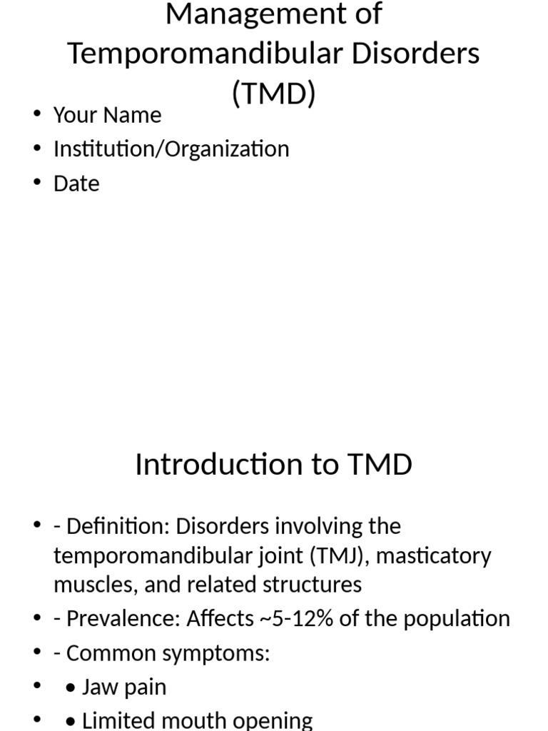 Enhanced Management of TMD Presentation | PDF | Medicine | Human ...