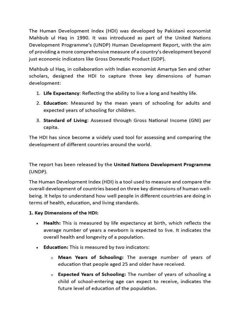 Understanding Human Development Index (HDI) | PDF | Human Development ...