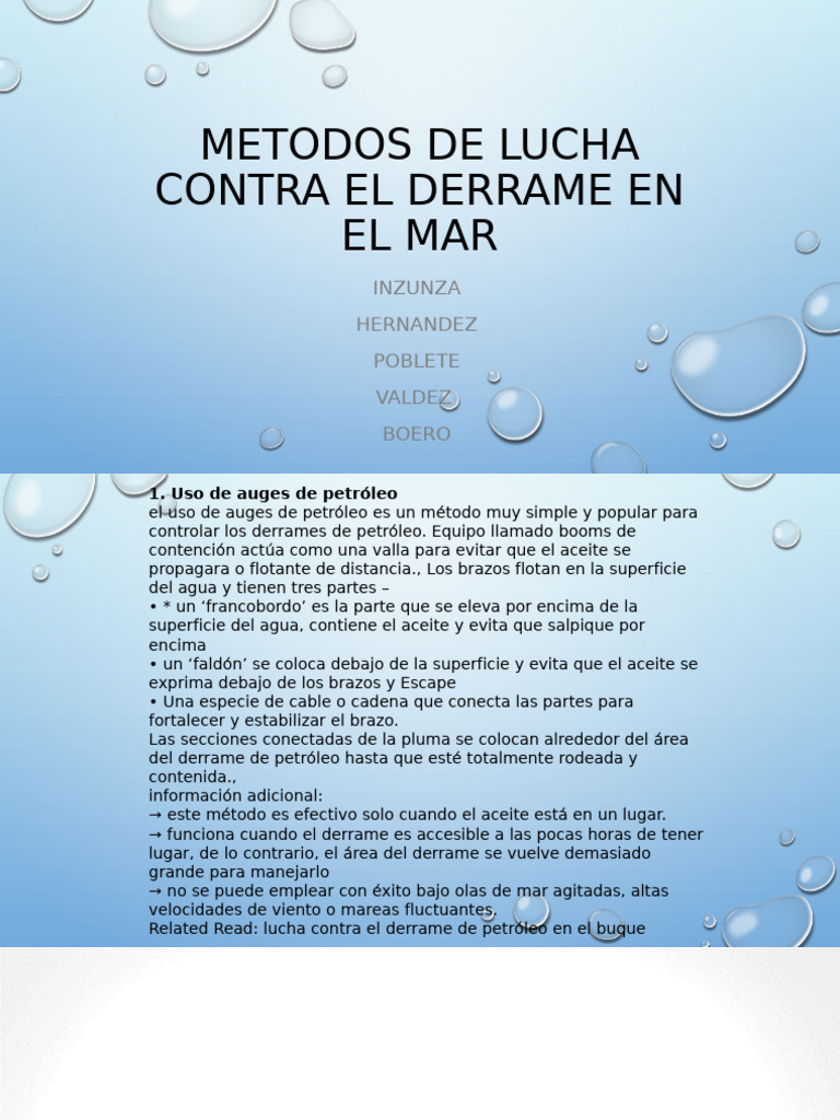 Metodos de Lucha Contra El Derrame en El Mar | PDF | Agua | Fertilizante