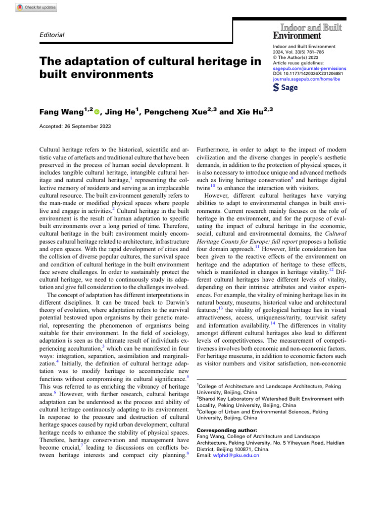 Adapting Cultural Heritage in Built Environments | PDF | Cultural ...