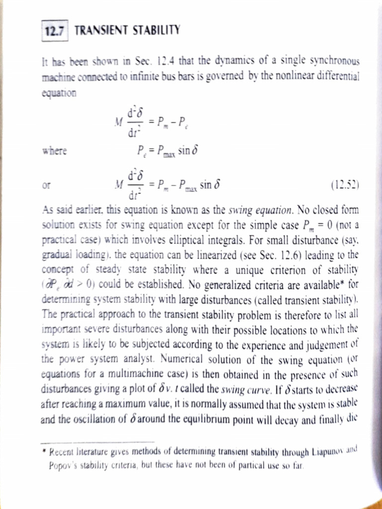 Transient Stability in Power Systems | PDF | Stability Theory | Equations