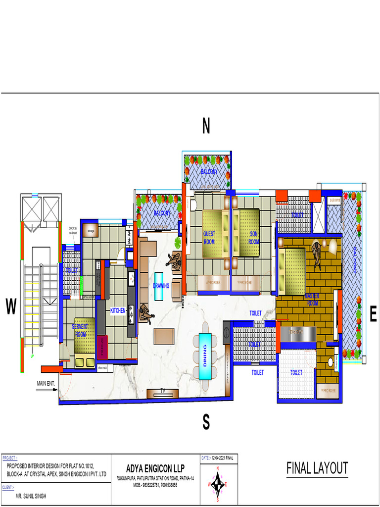 Proposed Interior Design Layout for Flat | PDF | Kitchen | Interior Design
