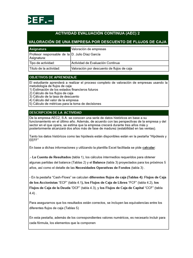 Valoración de Empresas por Flujos de Caja | PDF | Flujo de efectivo