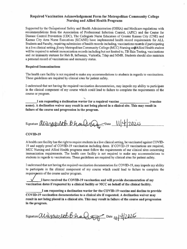 Vaccine Acknowledge Form | PDF