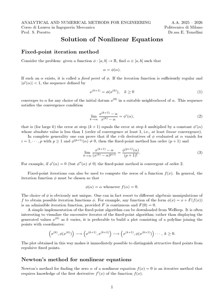 Fixed-Point and Newton's Methods in Engineering | PDF | Mathematics ...