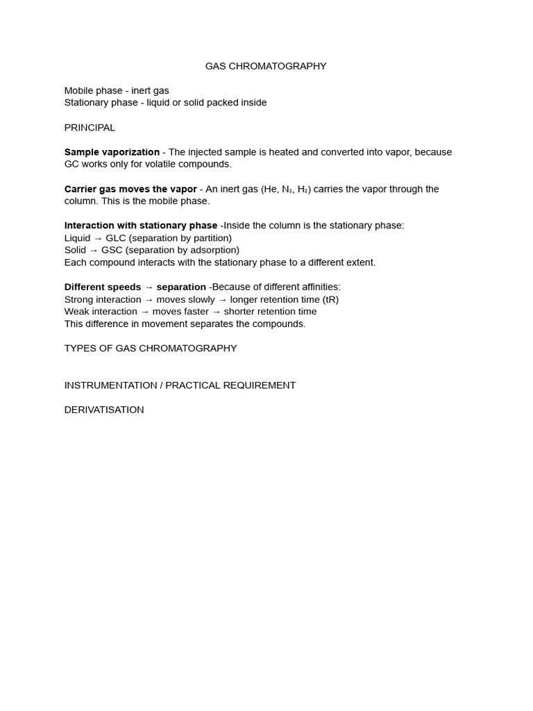 Gas Chromatography Principles and Types | PDF