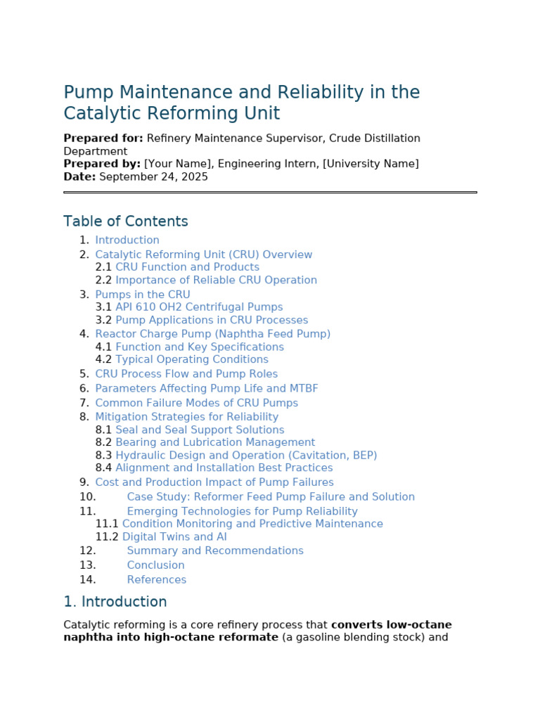 Pump Reliability in Catalytic Reforming | PDF | Pump | Mechanical ...