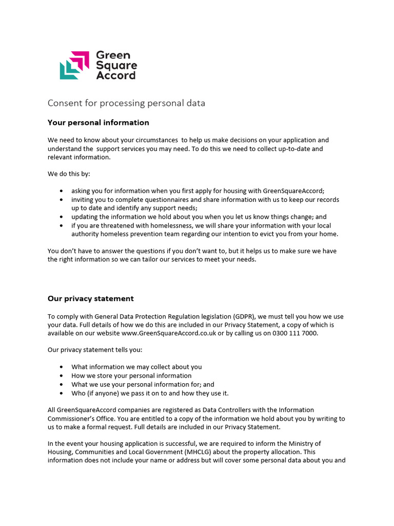 Consent For Processing Personal Data - Signed | PDF | Lease | Common Law