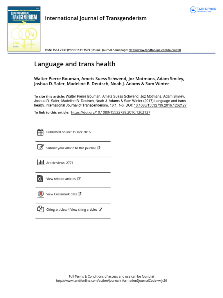 Language's Impact on Trans Health | PDF | Transgender | LGBTQIA+ Studies