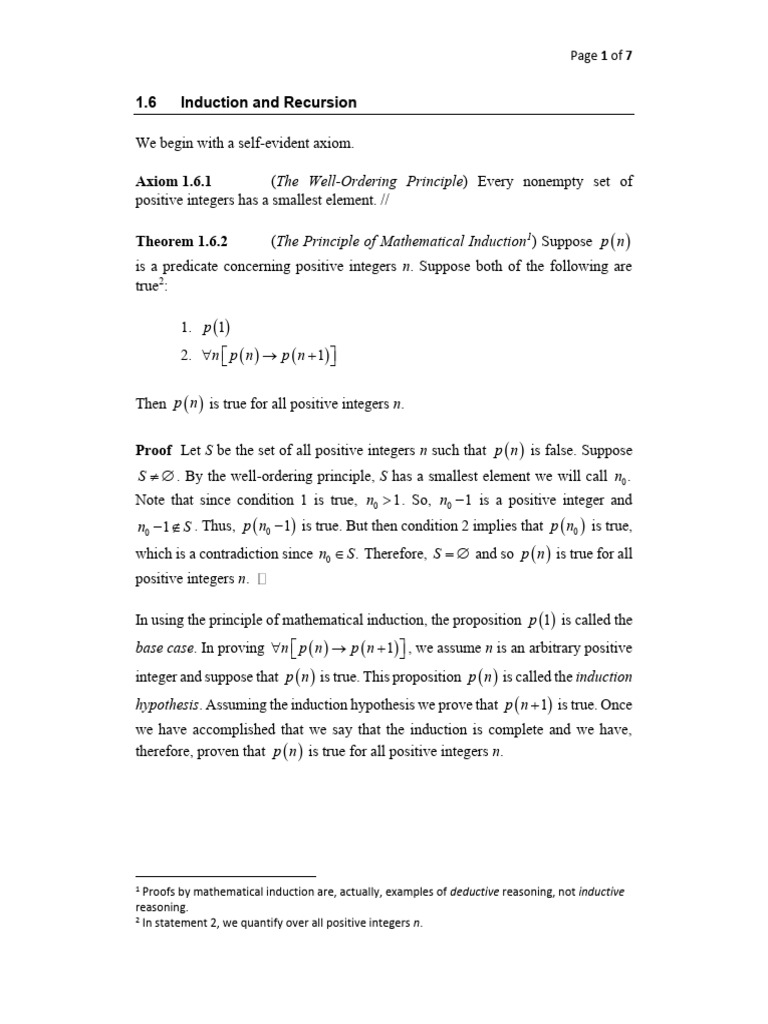 Induction and Recursion in Mathematics | PDF | Function (Mathematics ...