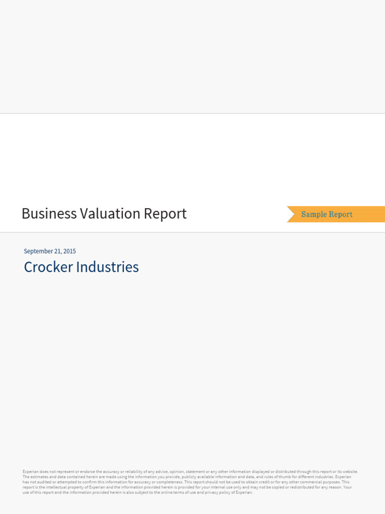 Business Valuation Insights Report | PDF | Valuation (Finance) | Equity ...
