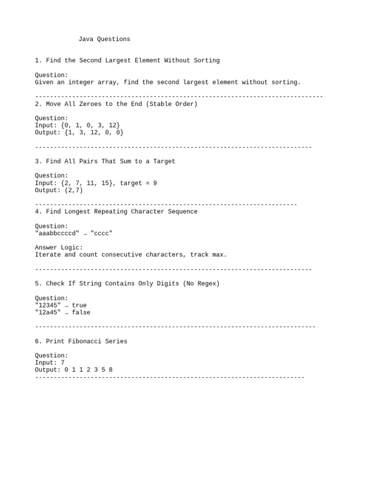 Java Coding Challenges and Solutions | PDF