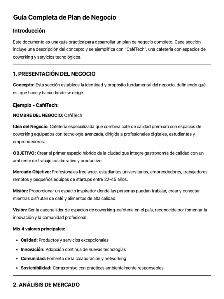 Guía para Crear un Plan de Negocio | PDF | Plan de negocios | Análisis FODA