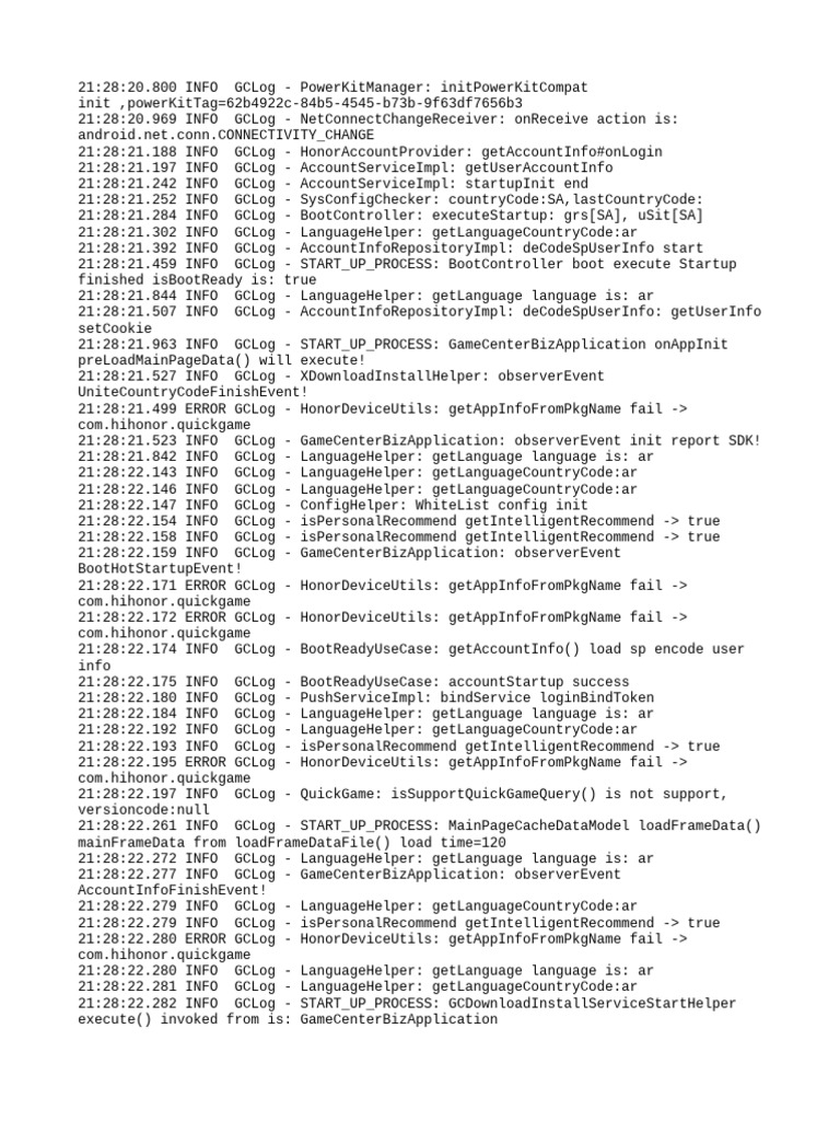 Game Center Startup Log Analysis | PDF | Computer Architecture | Hypertext