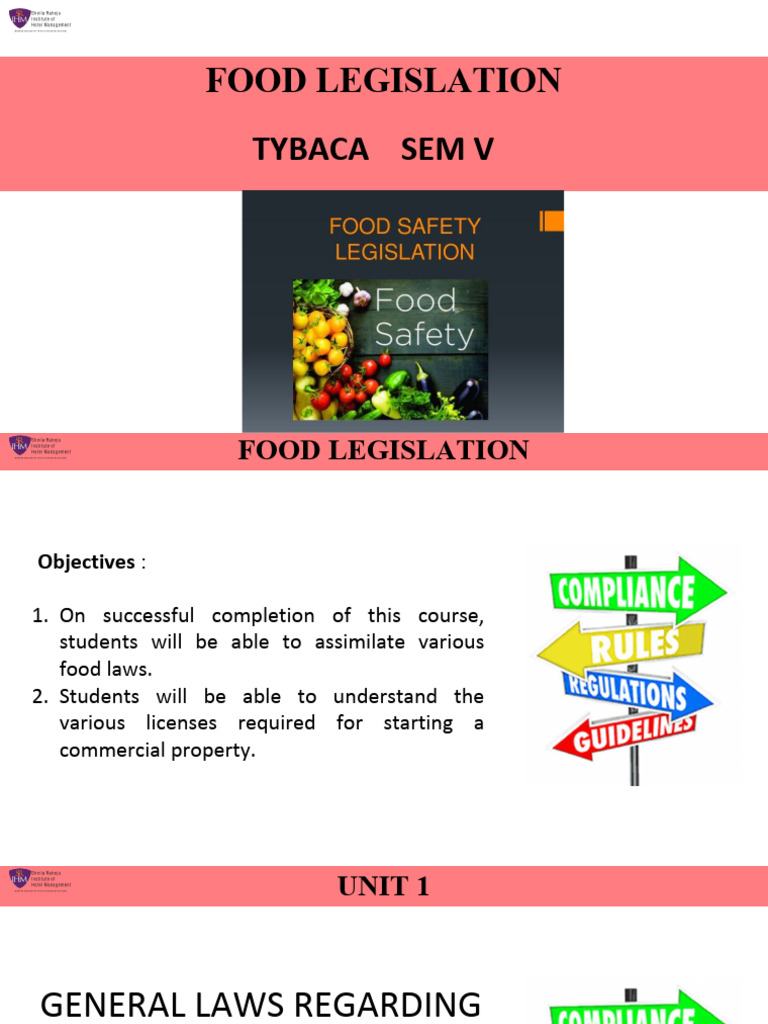 UNIT 1 GENERAL LAWS REGARDING FOOD | PDF | Food Preservation | Foods