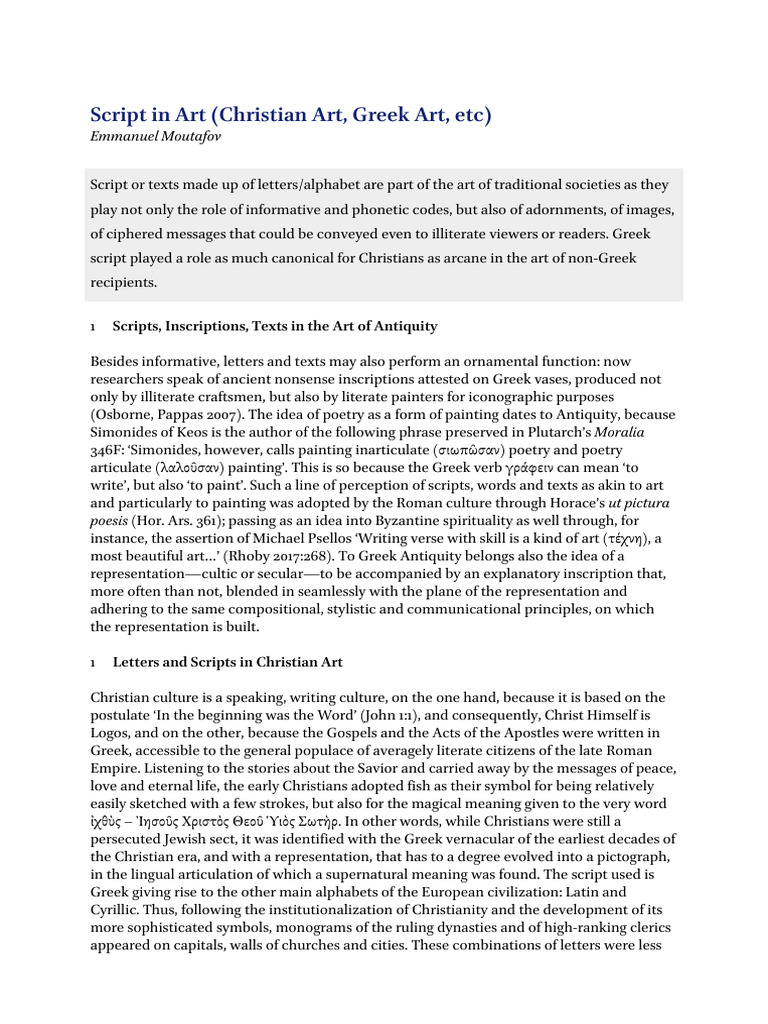 Scripts in Christian and Greek Art | PDF | Byzantine Empire | Jesus