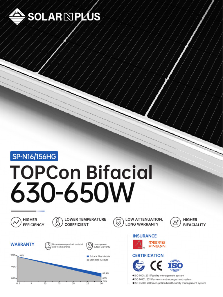 Solar N Plus 630-650W Module Specs | PDF | Fuse (Electrical) | Electricity