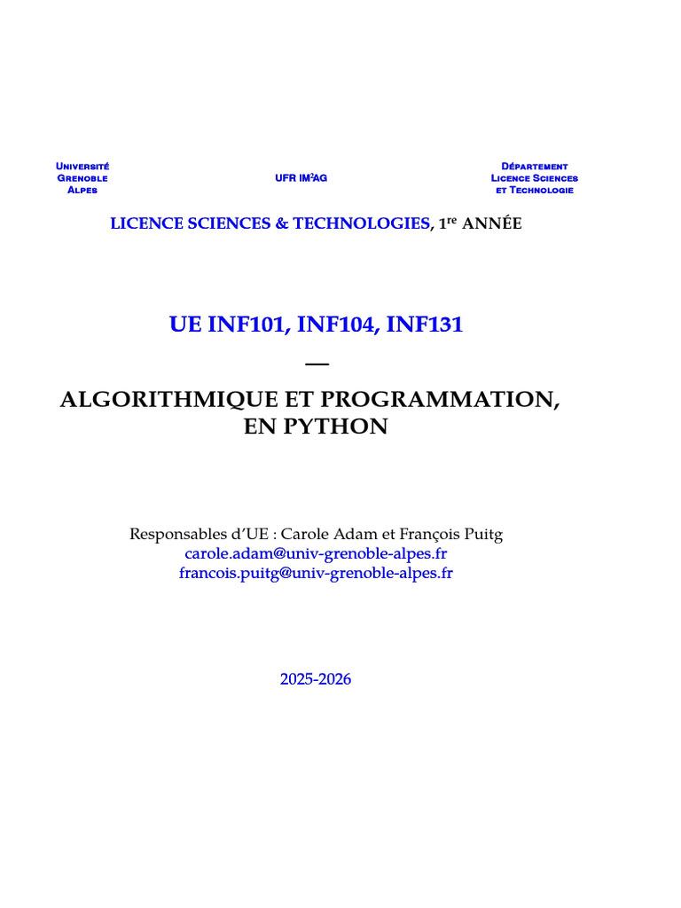 Introduction à l'Algorithmique Python | PDF | Programme informatique ...
