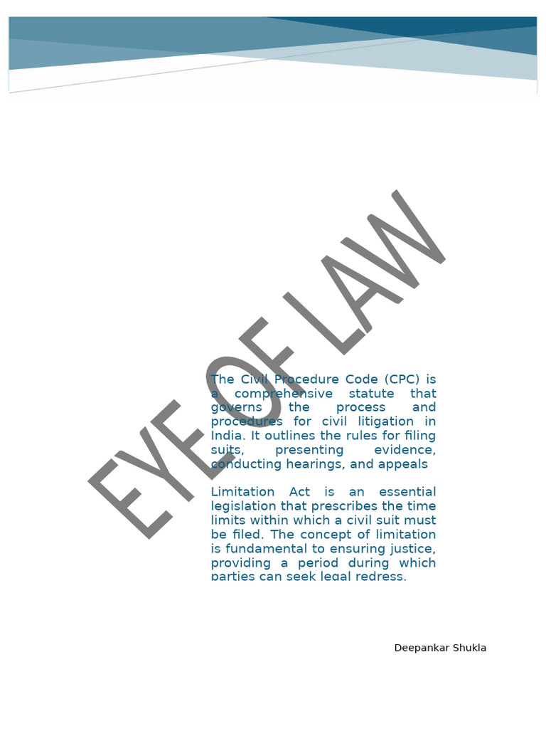 Civil Procedure Code and Limitation Act | PDF | Lawsuit | Judgment (Law)