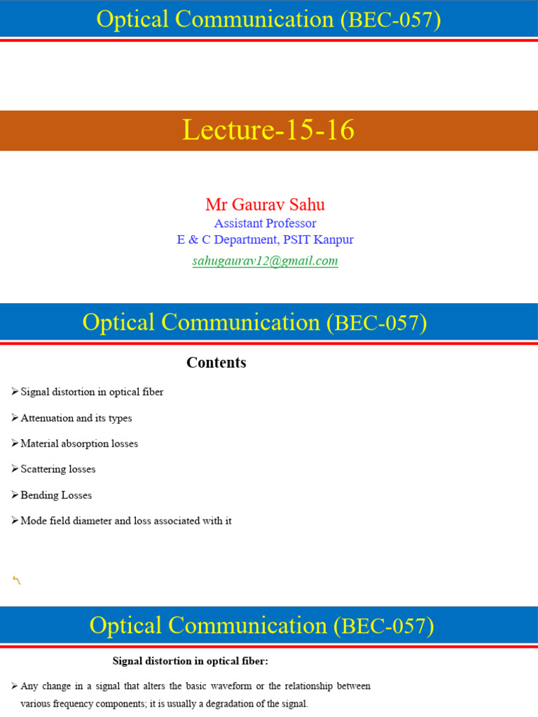 Optical Fiber Signal Distortion Overview | PDF | Optical Fiber ...