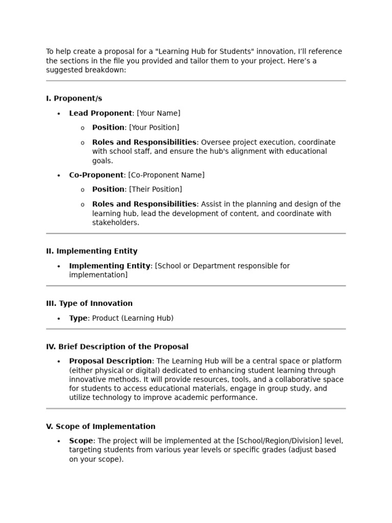 Student Learning Hub Proposal Outline | PDF | Performance Indicator ...