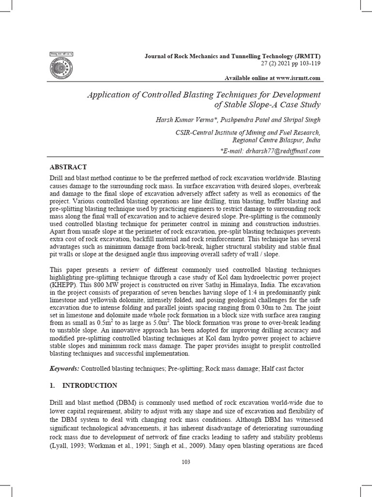 Controlled Blasting Techniques Case Study | PDF | Drilling