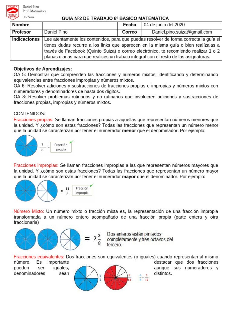 Guia Nº2 de Trabajo 6º Basico Matematica | PDF | Matemática Elemental ...