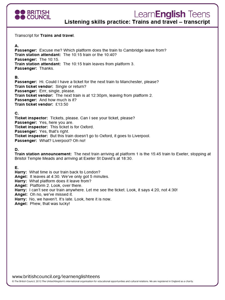 Trains and Travel - Transcript 3 | PDF