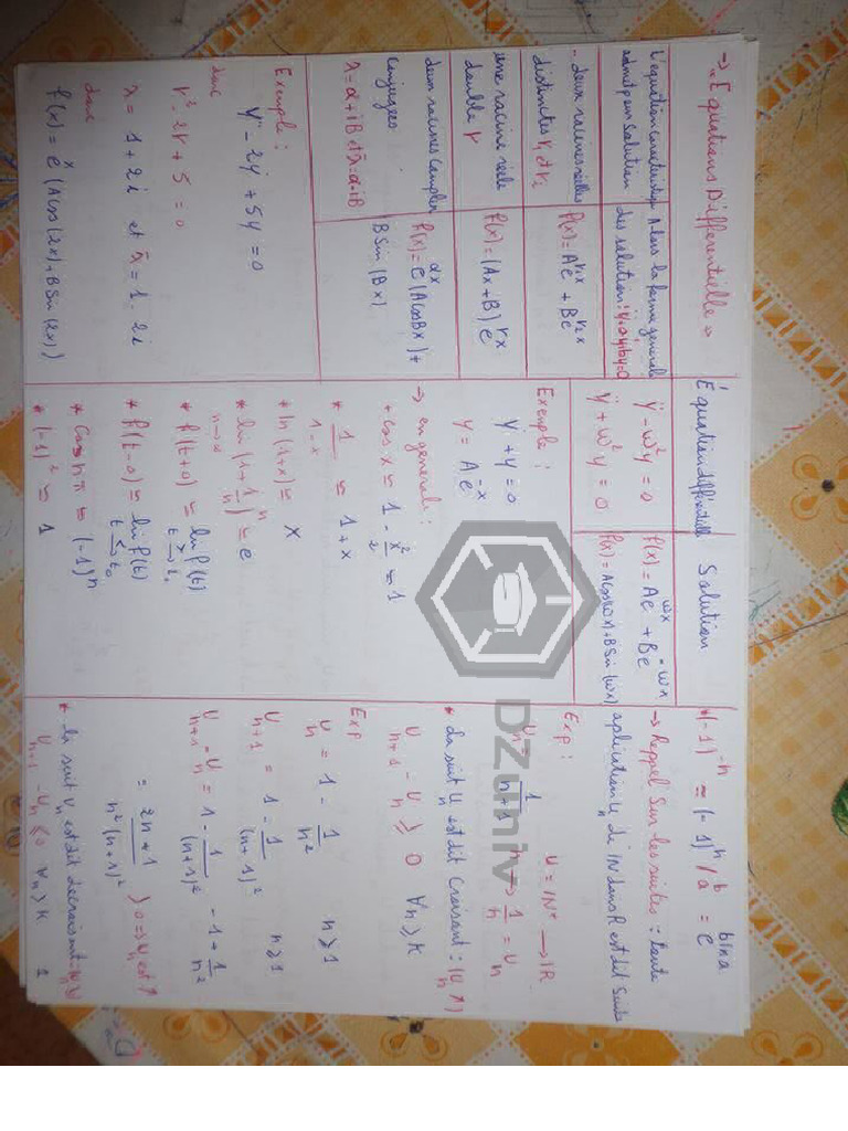 Math Resume Arfr Equations Differentielles Suites Numeriques | PDF