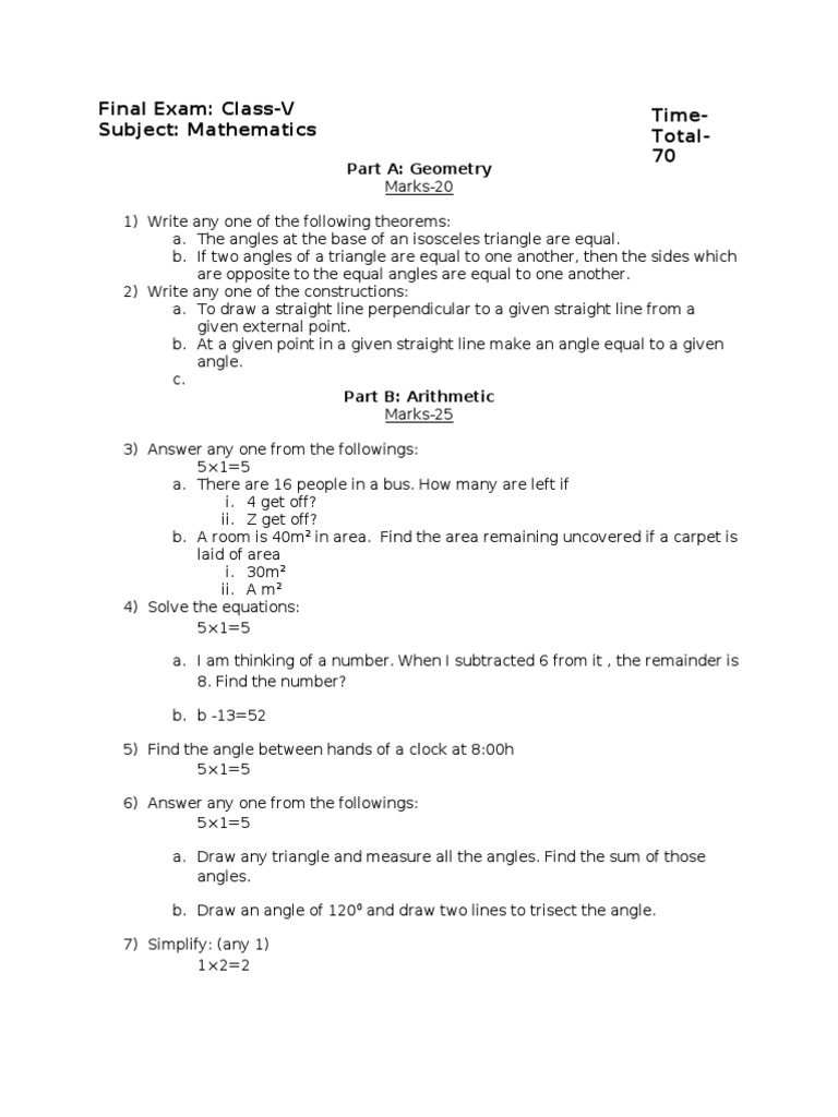Class V Math | PDF | Science & Mathematics | Computers
