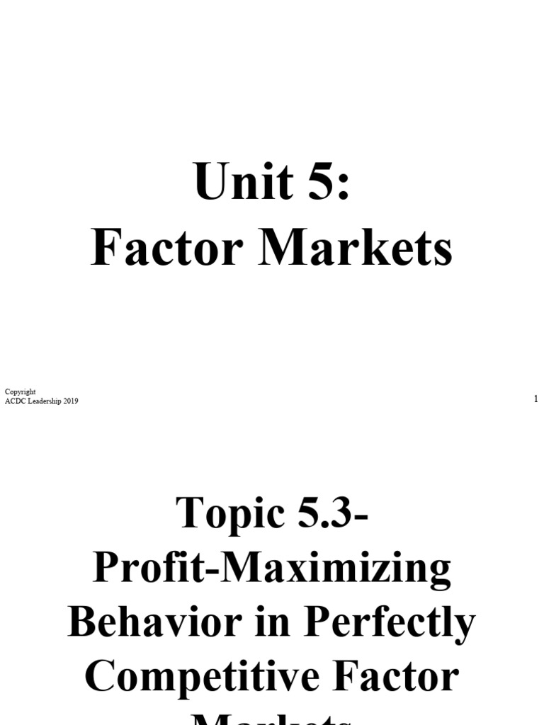 Profit Maximization in Factor Markets | PDF | Labour Economics ...