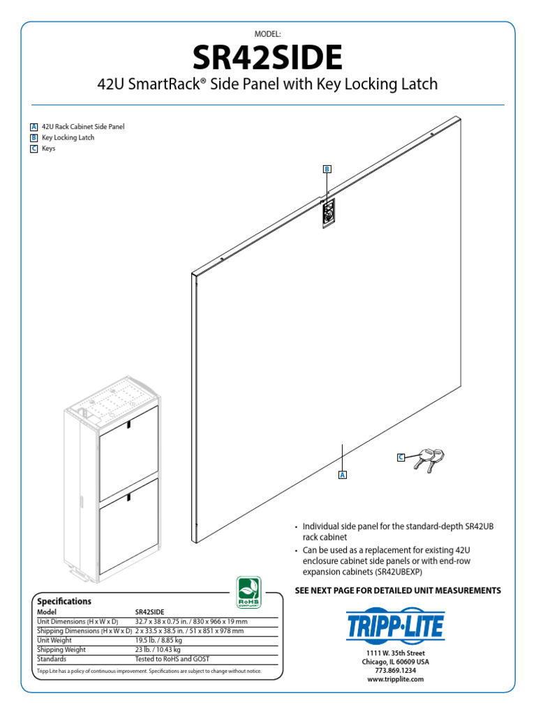 42U Rack Cabinet Side Panel Specs | PDF