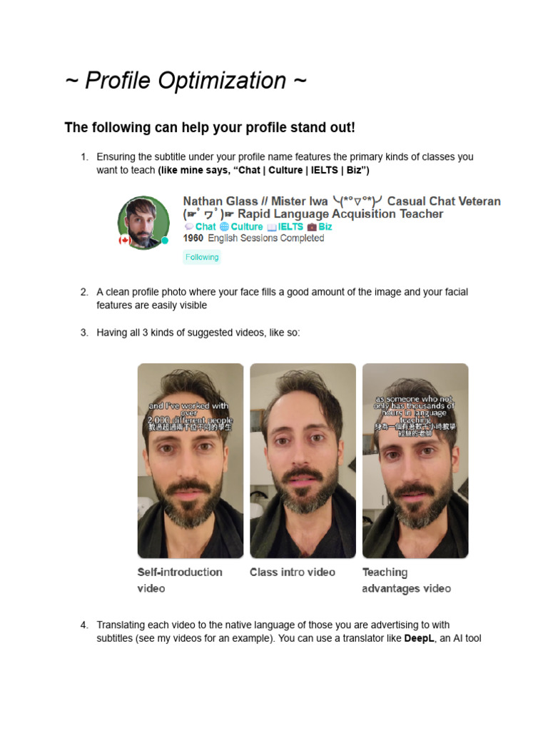 Profile Optimization Tips for Teachers | PDF | Human Communication ...