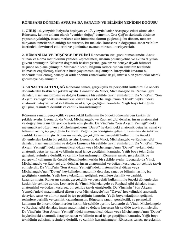 Rönesans Dönemi̇ | PDF