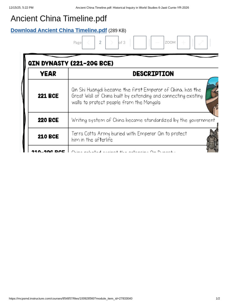 Ancient China Timeline | PDF