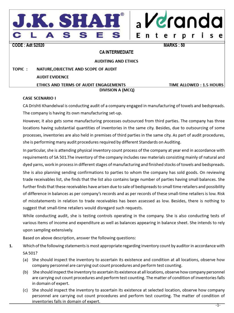 Test 1 | PDF | Audit | Internal Control