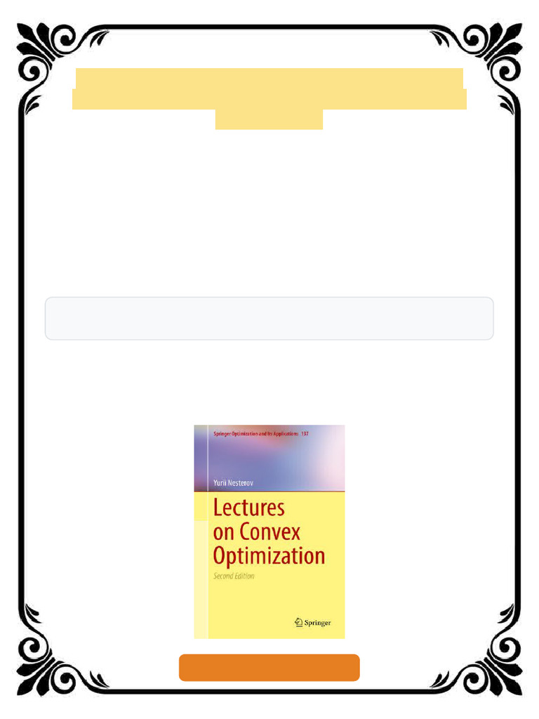 Lectures on Convex Optimization Yurii Nesterov eBook latest revision ...