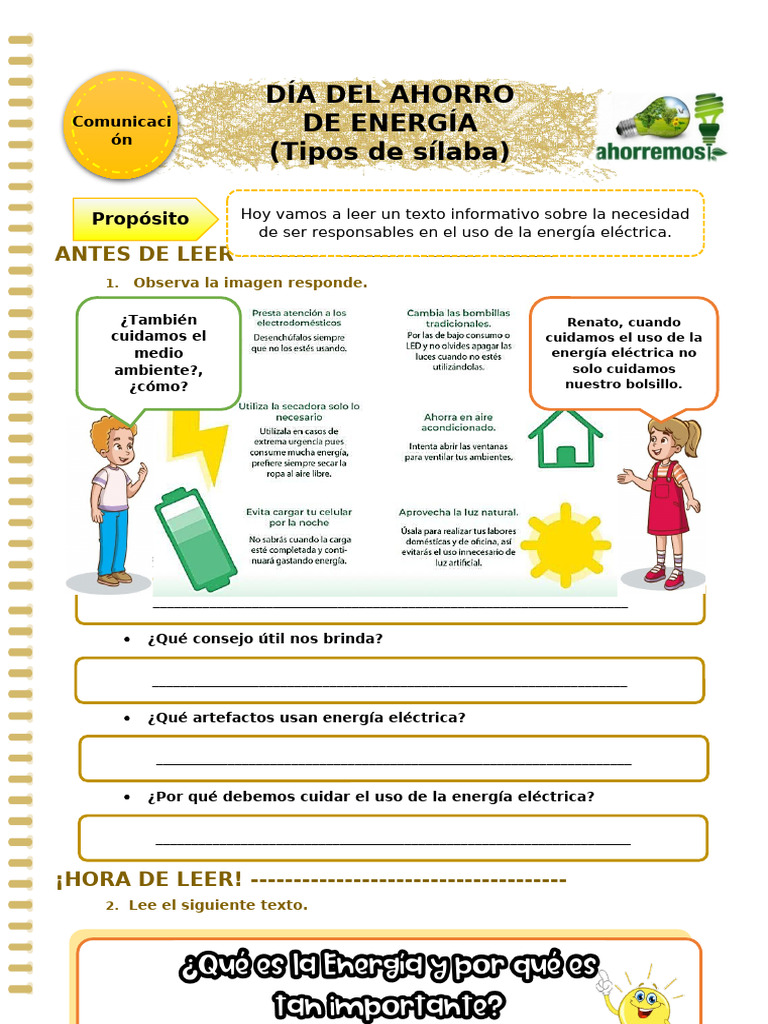 U7-FICHA-D1-ADCOM-DÍA DEL AHORRO DE ENERGÍA | PDF | Uso eficiente de ...