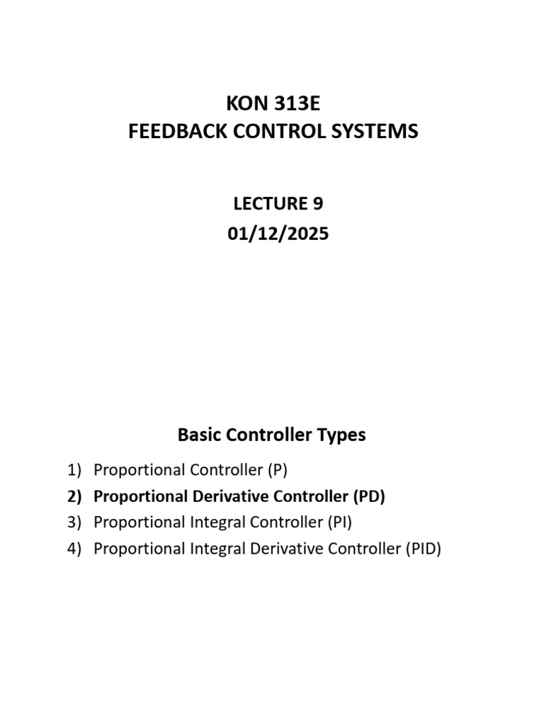 Feedback Control Systems: Controller Types | PDF | Control Theory ...