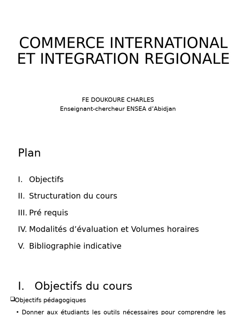 Commerce International et Intégration Régionale | PDF | Économie ...
