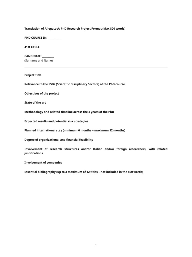 PhD Research Project Format Guide | PDF