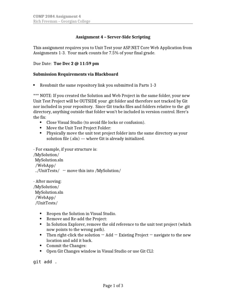 COMP2084 Assignment 4 Wed - Docx692d46c097be659124 | PDF | Unit Testing ...