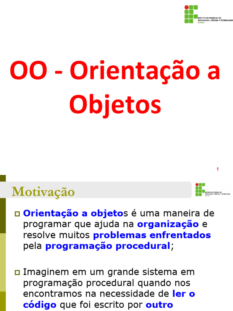 Introdução à Orientação a Objetos em Java | PDF | Classe (programação ...