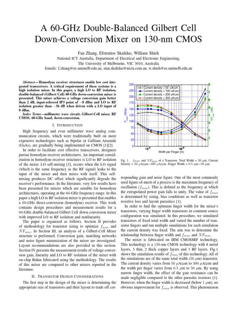 60-GHz Gilbert Cell Mixer Design | PDF | Field Effect Transistor | Cmos
