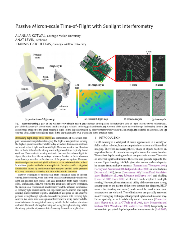 Micron-scale Passive Depth Sensing Interferometry | PDF ...