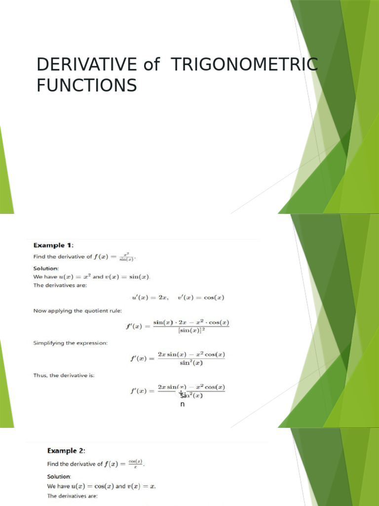 Derivative of Trigonometric Functions | PDF