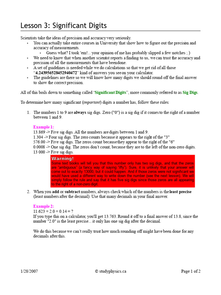 Understanding Significant Digits in Science | PDF | Significant Figures ...