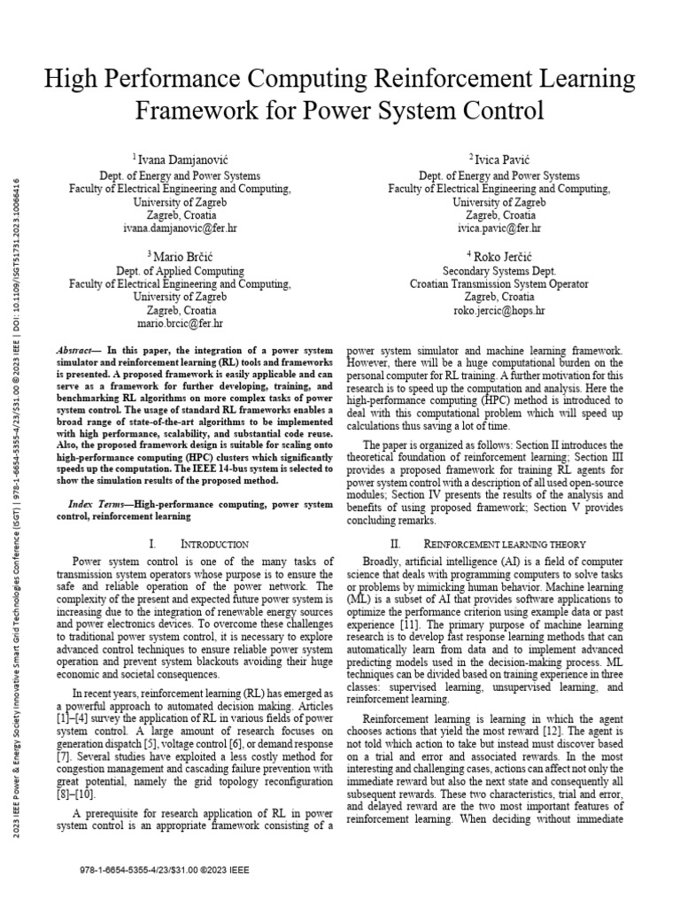 HPC Framework for RL in Power Systems | PDF | Machine Learning ...
