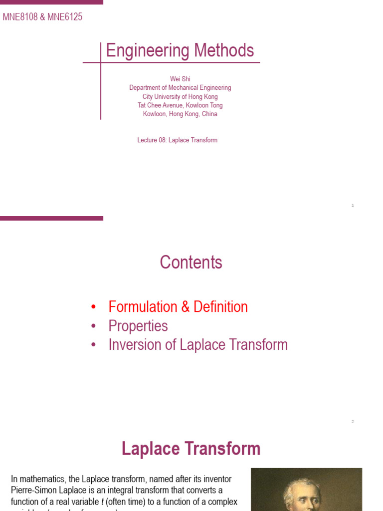 Laplace Transform in Engineering Methods | PDF | Laplace Transform ...